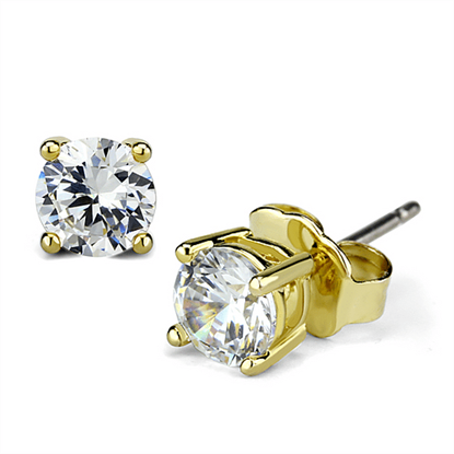 Picture of LO3958 - Brass Earrings Gold Women AAA Grade CZ Clear