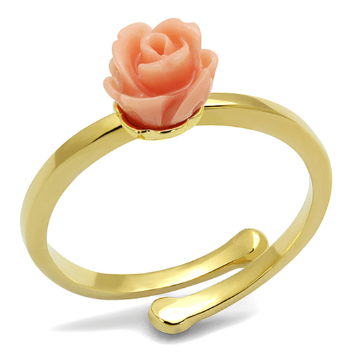 Picture of LO4059 - Brass Ring Flash Gold Women Synthetic Light Peach