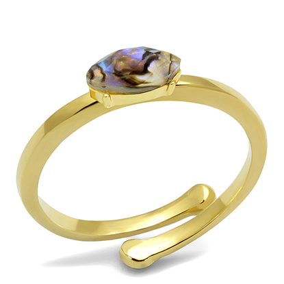 Picture of LO4062 - Brass Ring Flash Gold Women Precious Stone Multi Color