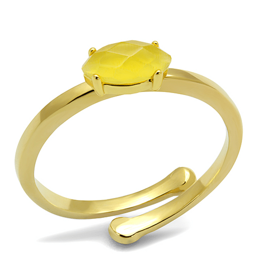 Picture of LO4066 - Brass Ring Flash Gold Women Synthetic Topaz