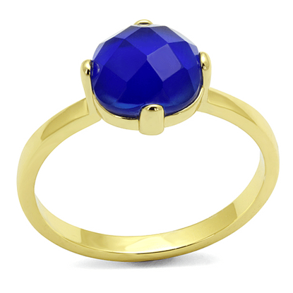 Picture of LO4072 - Brass Ring Flash Gold Women Synthetic Sapphire