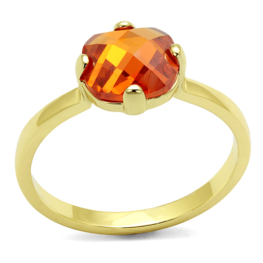 Picture of LO4079 - Brass Ring Flash Gold Women AAA Grade CZ Orange