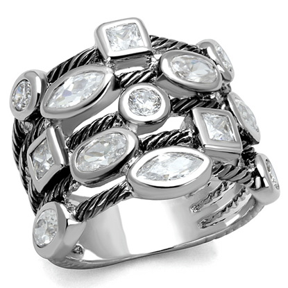 Picture of LO4083 - Brass Ring Rhodium Women AAA Grade CZ Clear