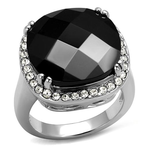 Picture of LO4085 - Brass Ring Rhodium Women AAA Grade CZ Black Diamond