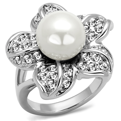 Picture of LO4088 - Brass Ring Rhodium Women Synthetic White