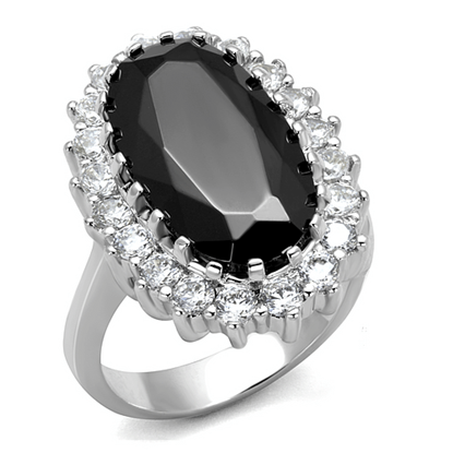 Picture of LO4094 - Brass Ring Rhodium Women AAA Grade CZ Black Diamond