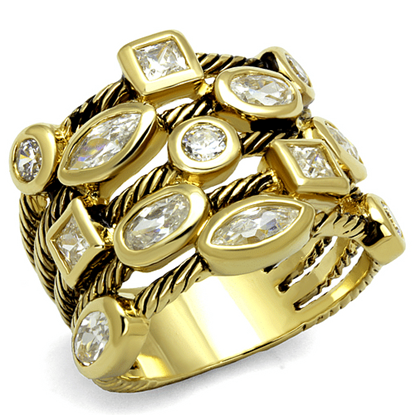 Picture of LO4096 - Brass Ring Gold Women AAA Grade CZ Clear