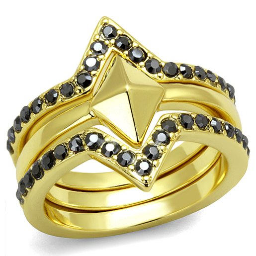 Picture of LO4113 - Brass Ring Gold Women Top Grade Crystal Hematite