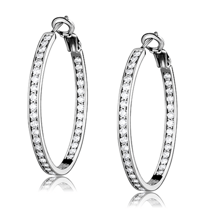 Picture of LO4119 - Brass Earrings Rhodium Women AAA Grade CZ Clear