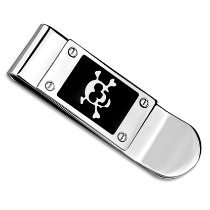 Picture of LO4131 - Brass Money clip Rhodium Men Epoxy Jet