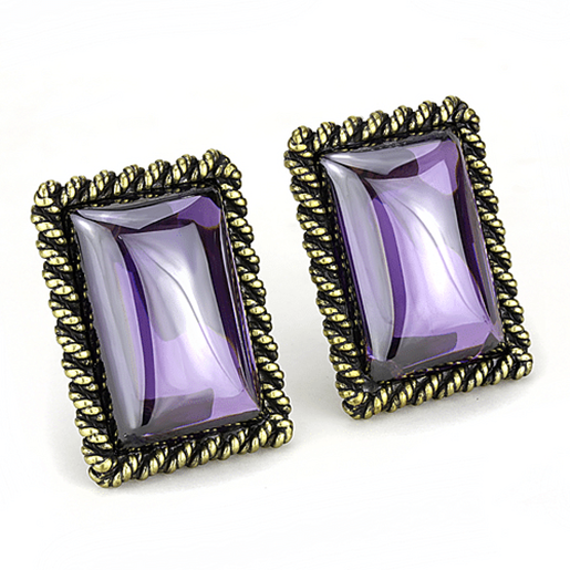 Picture of LO4178 - Brass Earrings Antique Copper Women AAA Grade CZ Amethyst