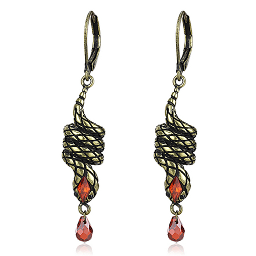 Picture of LO4205 - Brass Earrings Antique Copper Women AAA Grade CZ Garnet