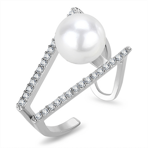 Picture of LO4245 - Brass Ring Rhodium Women Synthetic White