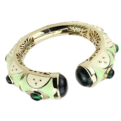 Picture of LO4267 - Brass Bangle Gold Women Synthetic Emerald