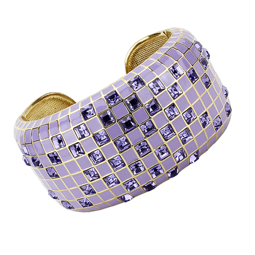 Picture of LO4271 - Brass Bangle Gold Women Top Grade Crystal Tanzanite