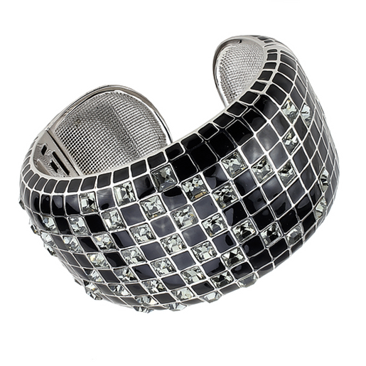 Picture of LO4272 - Brass Bangle Rhodium Women Top Grade Crystal Black Diamond