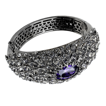 Picture of LO4275 - Brass Bangle TIN Cobalt Black Women AAA Grade CZ Tanzanite