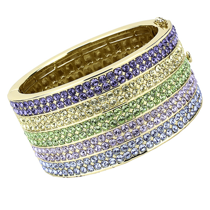 Picture of LO4277 - Brass Bangle Gold Women Top Grade Crystal Multi Color