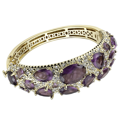 Picture of LO4281 - Brass Bangle Gold Women Synthetic Amethyst