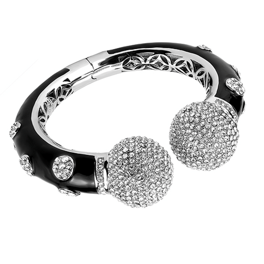 Picture of LO4282 - Brass Bangle Rhodium Women Top Grade Crystal Clear