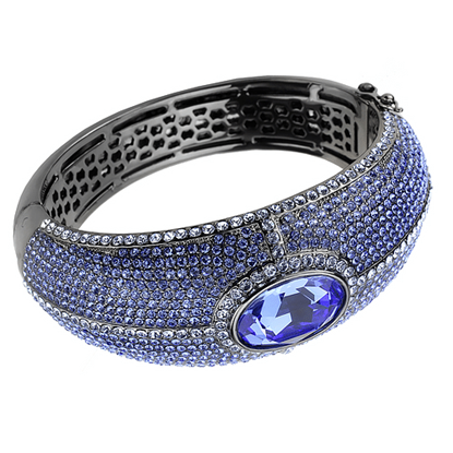 Picture of LO4283 - Brass Bangle TIN Cobalt Black Women Top Grade Crystal Sapphire