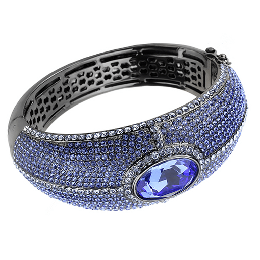 Picture of LO4283 - Brass Bangle TIN Cobalt Black Women Top Grade Crystal Sapphire