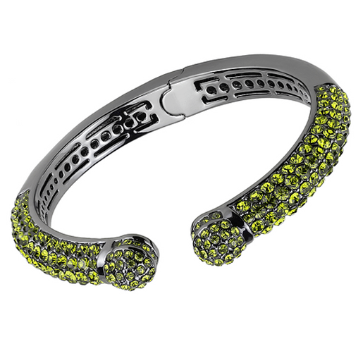 Picture of LO4284 - Brass Bangle TIN Cobalt Black Women Top Grade Crystal Olivine color