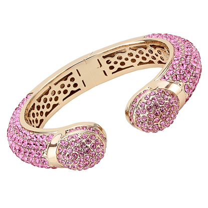 Picture of LO4288 - Brass Bangle Flash Rose Gold Women Top Grade Crystal Rose