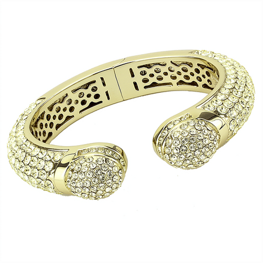 Picture of LO4295 - Brass Bangle Flash Gold Women Top Grade Crystal Citrine Yellow