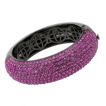 Picture of LO4303 - Brass Bangle TIN Cobalt Black Women Top Grade Crystal Fuchsia