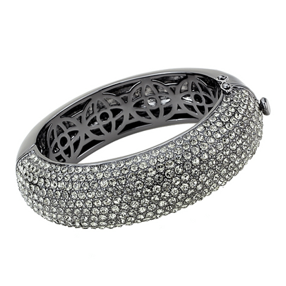 Picture of LO4304 - Brass Bangle TIN Cobalt Black Women Top Grade Crystal Black Diamond