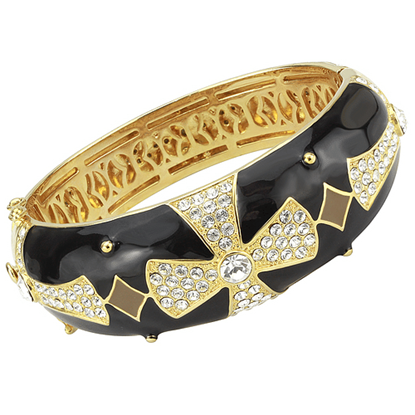 Picture of LO4309 - Brass Bangle Gold Women Top Grade Crystal Clear