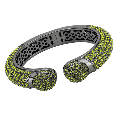 Picture of LO4314 - Brass Bangle TIN Cobalt Black Women Top Grade Crystal Peridot