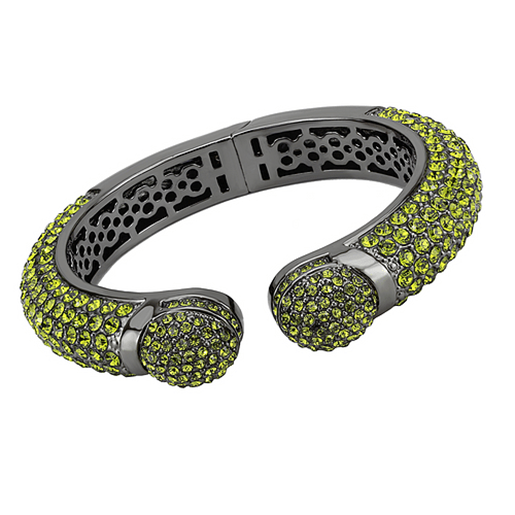 Picture of LO4314 - Brass Bangle TIN Cobalt Black Women Top Grade Crystal Peridot