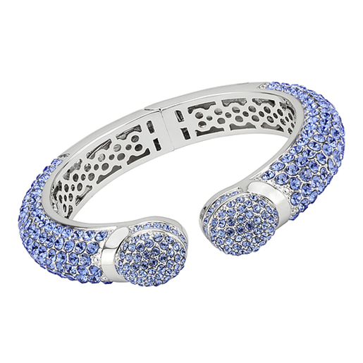 Picture of LO4315 - Brass Bangle Rhodium Women Top Grade Crystal Light Sapphire