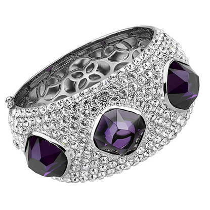 Picture of LO4330 - Brass Bangle Rhodium Women AAA Grade CZ Amethyst