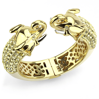 Picture of LO4334 - Brass Bangle Gold+Rhodium Women Top Grade Crystal Citrine Yellow