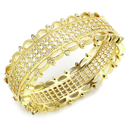 Picture of LO4345 - Brass Bangle Gold Women Top Grade Crystal Clear