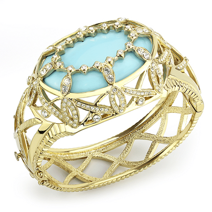 Picture of LO4348 - Brass Bangle Gold Women Synthetic Sea Blue