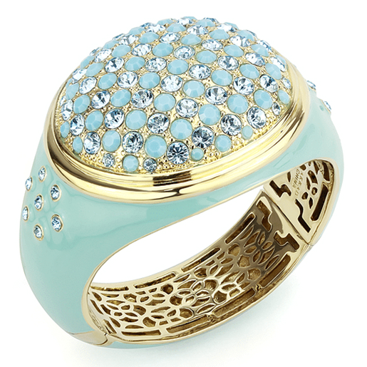 Picture of LO4350 - Brass Bangle Gold Women Top Grade Crystal Multi Color