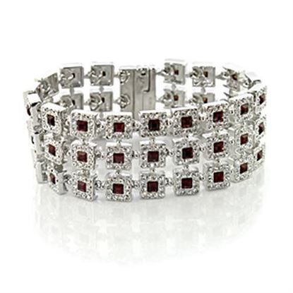 Picture of LO444 - Brass Bracelet Rhodium Women Top Grade Crystal Siam