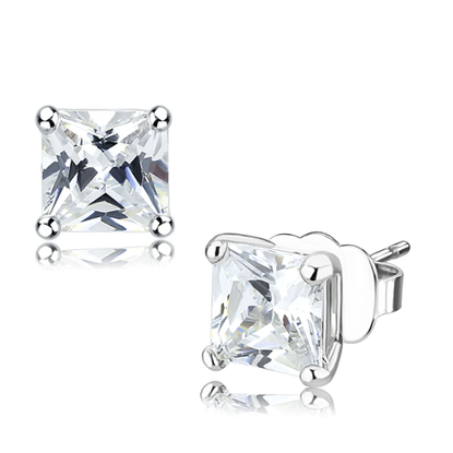 Picture of LO4631 - Brass Earrings Rhodium Unisex AAA Grade CZ Clear