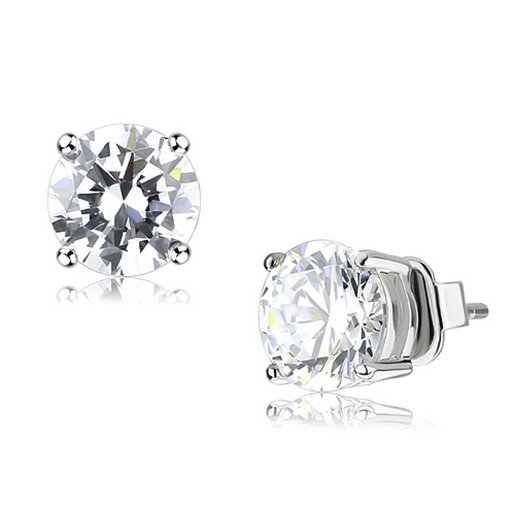 Picture of LO4632 - Brass Earrings Rhodium Unisex AAA Grade CZ Clear