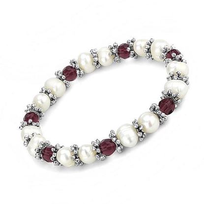 Picture of LO4654 - White Metal Bracelet Antique Silver Women Synthetic Fuchsia