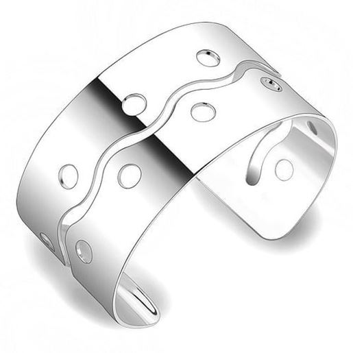 Picture of LO4660 - Stainless Steel Bangle Matte Rhodium & Rhodium Women No Stone No Stone