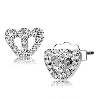 Picture of LO4673 - Brass Earrings Rhodium Women Top Grade Crystal Clear