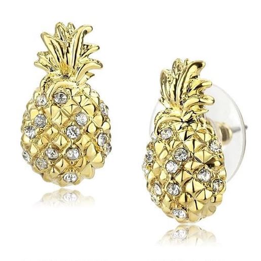 Picture of LO4677 - Brass Earrings Gold Women Top Grade Crystal Clear