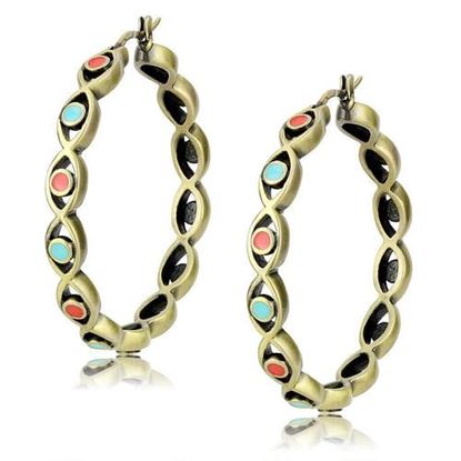 Picture of LO4679 - Brass Earrings Antique Silver Women Epoxy Multi Color