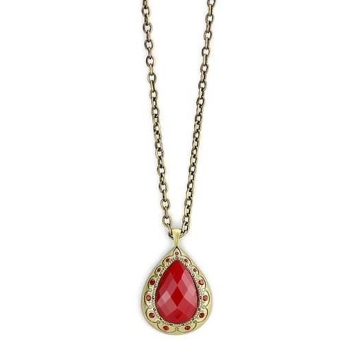 Picture of LO4686 - Brass Chain Pendant Antique Copper Women Synthetic Red Series