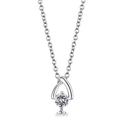 Picture of LO4692 - Brass Chain Pendant Silver+ e-coating Women AAA Grade CZ Clear